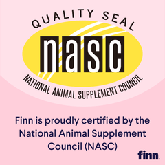 NASC Quality Seal logo with yellow oval and black text on pink background, certifying Finn products
